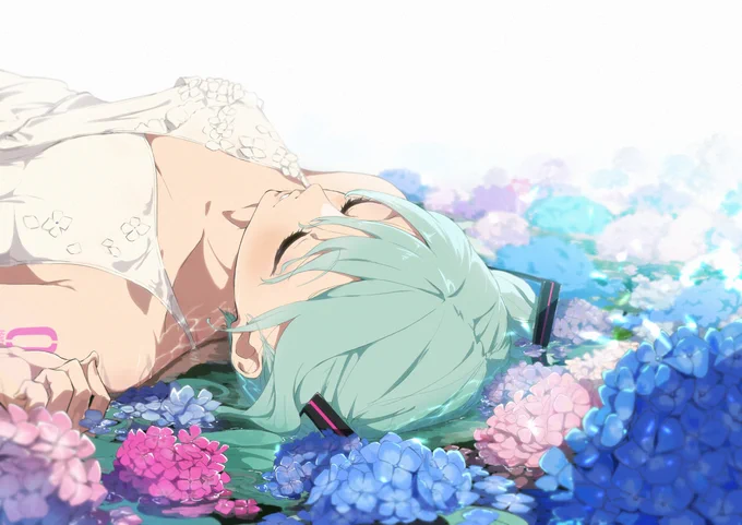 ピアプロ運営です。本日は「紫陽花」作品をご紹介!pre_sktchさんの紫陽花とミクさん!色とりどりの鮮やかな紫陽花が綺麗ですね!🌈美しい…!(*'▽')✨【https://t.co/FXM1rwn2Ub】 #piapro #初音ミク 