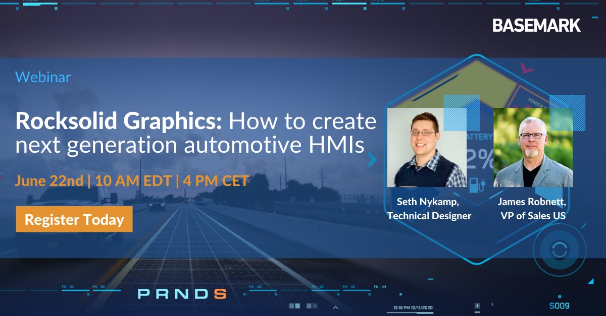 BasemarkLtd's tweet photo. Sign-up for our upcoming webinar on June 22nd at 10 AM EDT! We'll take the pulse on #automotive #HMI trends such as #VideoAR and #3Dgraphics, and show how to improve the development and performance of HMI applications.
👉 https://t.co/nTrKw79XIt
#HUD #AR #DigitalCluster https://t.co/3DEYsNKcgl