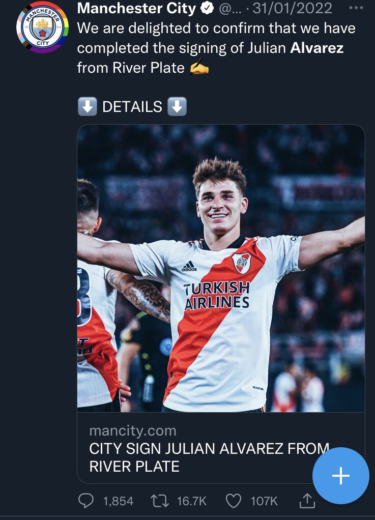 ManCityKD's tweet photo. Nunez announcement got fewer likes than Julian Alvarez 😭😭😭 it’s the real rivalry https://t.co/oDsEWNeWCu