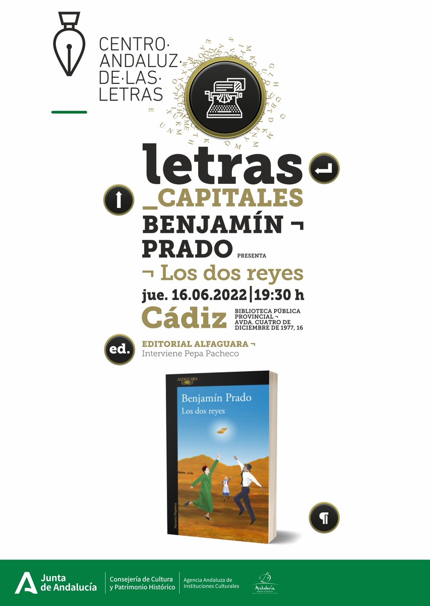 bibcadiz's tweet photo. Mañana tendremos por aquí a @pradobenjamin en Letras capitales @CulturaCuenta #benjaminprado #libros https://t.co/Qy3zpH4fTh