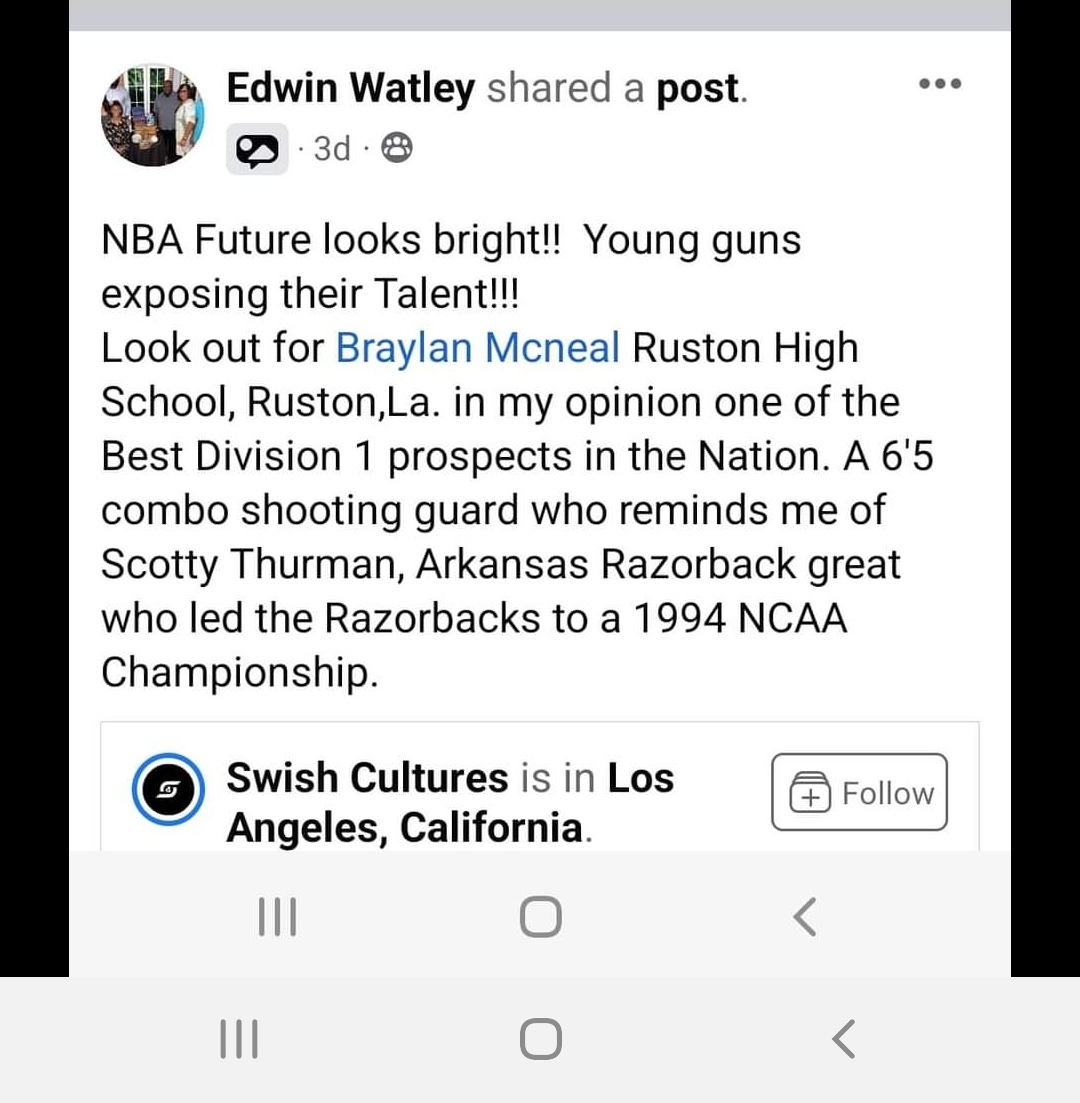 ZantaviusS's tweet photo. Thank you  Mr. Edwin Watley for the encouraging words @natashawatley29 
@RustonRifle 
#BRAYLANMCNEAL
#RHSVARSITY
ALL AROUND PLAYER 6'5
HUMBLE AND LOVE THE GAME🏀🏀💪🏾💪🏾 https://t.co/Z7ZQn0ERpi