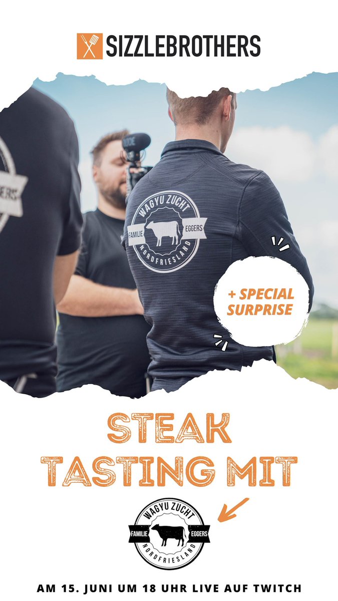 Moin ihr Sizzler!
Heute Abend ab 18:00 Uhr - Live Steaktasting mit Steffen von der Wagyuzucht Nordfriesland 🎉🤩 Wir freuen uns auf euch!
sizzlebrothers.tv 
#livestream #steaktasting #sizzlebrothers #twitch