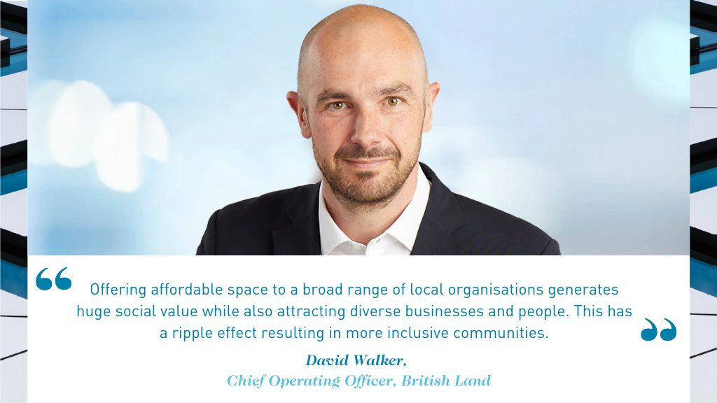 BritishLandPLC's tweet photo. Providing affordable space is one of the most effective ways to support social sustainability. Our COO David Walker explains why we apply a #PlaceBasedApproach to social contribution in @EGPropertyNews: https://t.co/Y69PIauPWm https://t.co/6HtBQKtCx2