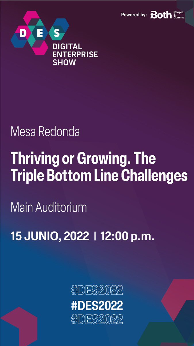 _crissalvador's tweet photo. Hoy a las 12h en el #MainAuditorium del #DES2022 hablamos de #sostenibilidad #tripplebottomline #agenda2030 con @Chema_Vera @angladamarta @Silvia_DKV @PedroGaribi https://t.co/wQUVbUPuBC