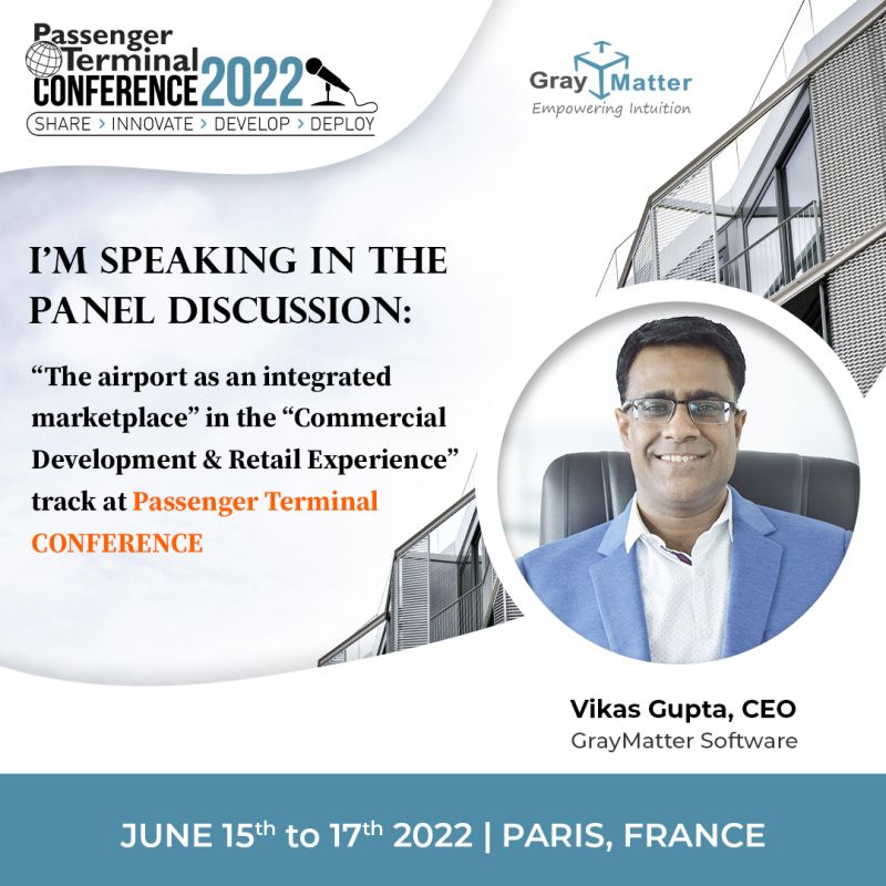 graymatterindia's tweet photo. GrayMatter @ PTE, Visit #Z2.4018
Vikas Gupta, CEO GrayMatter is sharing his views as a panelist in the panel discussion on "The airport as an integrated digital marketplace".#PTEParis
.
#GrayMatterPTE2022 #digital #digitalairport #digitalización #PTExpo #GrayMatter #airports https://t.co/PcvnTopcvE