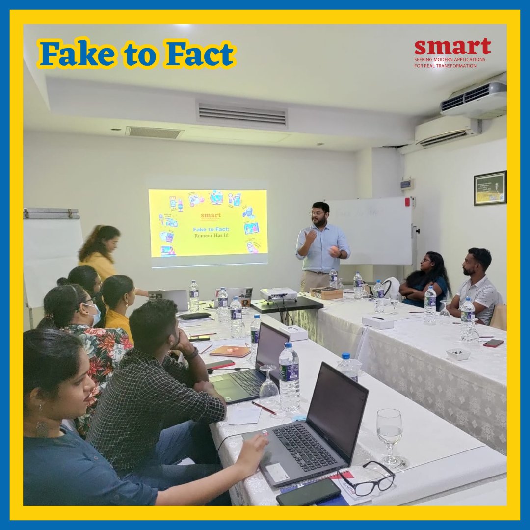 ngo_smart's tweet photo. Kickstarted 'Fake to Fact' in Sri Lanka with the first session! 

#smartngo #fakenews #media #communitymedia #rumours #misinformation #factcheck #bustthemyth #mediacoverage #medialiteracy #digitalmedia https://t.co/IimPl2A1Hj