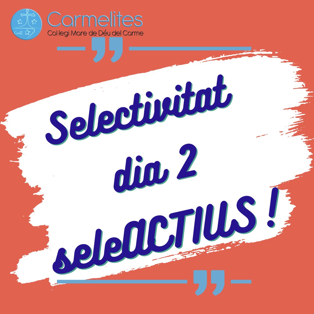 carmelitestgn's tweet photo. #ADMTWC #BATXC segons dia de Selectivitat, segon dia a tope! A Carmelites som, seleACTIUS! Molta sort i sempre endavant! #viucarmelites #somifemescola https://t.co/hDToL6TAX4