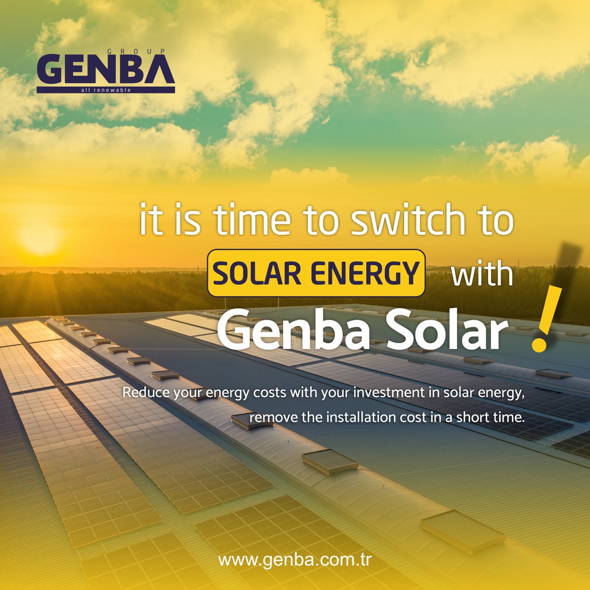 It is time to switch to Solar Energy with Genba SOLAR!
Reduce your energy costs with your investment in solar energy. Subtract the installation cost in a short time. 

📞 +90 (266) 281 48 85
🌐 genba.com.tr

#solar #solarpower #solarenergy #energy #electricity