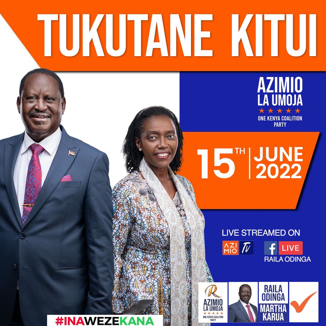 MugambiKibwi's tweet photo. Kaende kaende wanaAzimio !! ,  
Njooni nyote tujumuike hapa Kitui  Pamoja na Rais @RailaOdinga  na Naibu wake  @MarthaKarua .  
#AzimioLaKitui  @mamangilu @skmusyoka @PalomaGatabaki @Evangelinekari_ @AzimioYoung @irene_raila @HonBirdi @silasjakakimba @johnkante13 https://t.co/Zs9im1t1cB