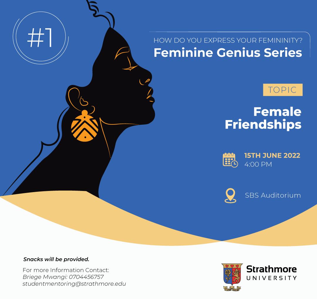 StrathU's tweet photo. Ladies,💃 this is for you!🥳

Join us today, at 4pm, for the first session of the Feminine Genius Series. 
The topic of discussion will be on "Female friendships." 

You do not want to miss this!🥳 https://t.co/HwxXHVNYfz