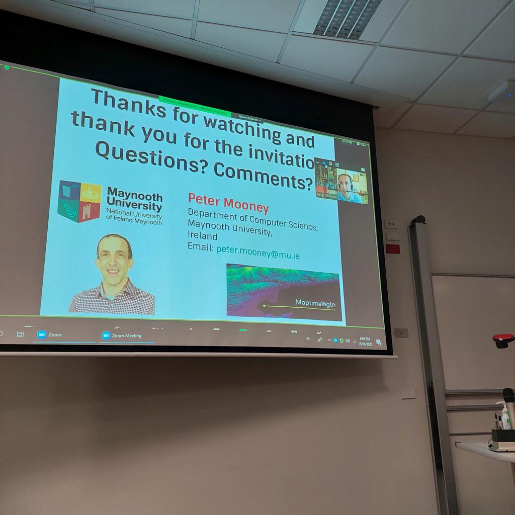GISTspace's tweet photo. Delighted to have Dr Peter Mooney beam in for MapTimeWgtn tonight to talk about voluntary and crowdsourced Geographic Information #maptime #maptimewgtn https://t.co/j3hNOMsTsl