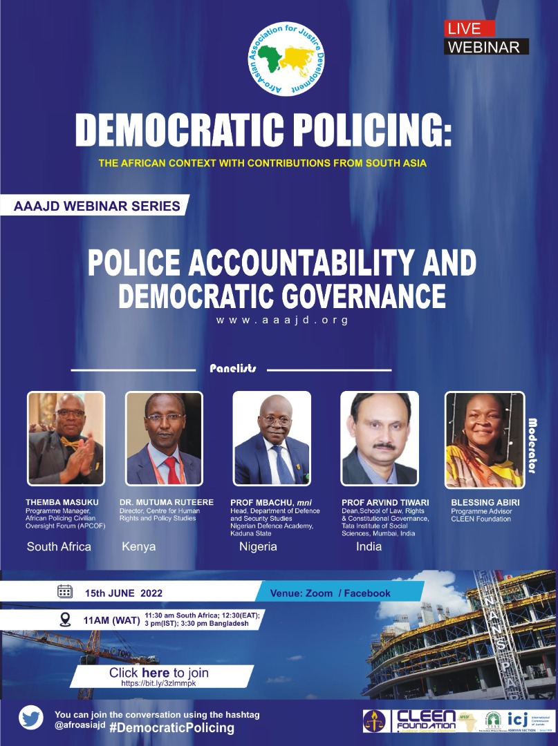 ICJKenya's tweet photo. 2 Hours To Go: We invite you to attend the Police Accountability and Democratic Governance Webinar scheduled for today at 10:00 AM West Central Africa Time (12:00PM EAT).

Link: https://t.co/oHjKBhipEu https://t.co/x786hXD3du