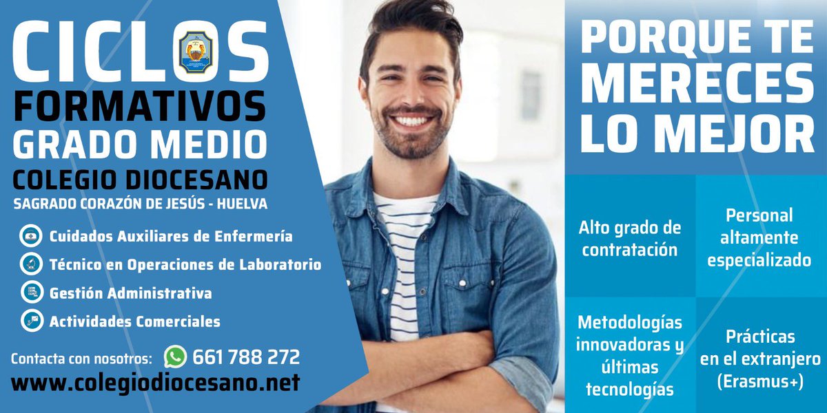 Se abre el plazo para la preinscripción de Ciclos Formativos. Puedes realizarla a través de internet en la Secretaría Virtual de la Junta de Andalucía o en nuestra Secretaría de 9:30 a 13:00 h. 
El plazo es del 15 al 30 de junio. ¡No te quedas sin tu plaza!
#yosoydiocesano