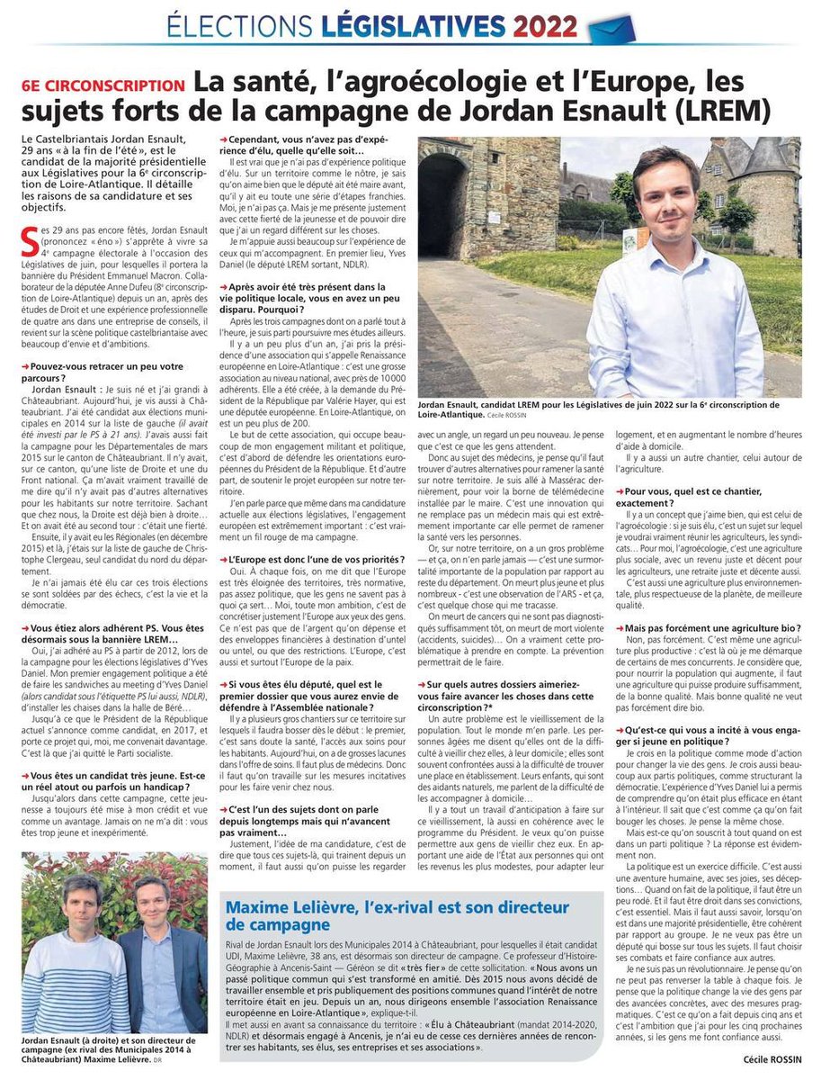 JordanEsnault_'s tweet photo. "Ma priorité, c'est la santé des habitants de notre territoire"

Retrouvez un article de @EclaireurC sur les élections législatives dans notre circonscription (paru avant le premier tour). ⤵️ https://t.co/T9rFy0x7qt