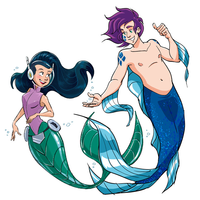 YohannAntoine's tweet photo. Cleo & Elio ✏️🧜🏻♀️🧜🏻♂️ Collab avec @gregdizer. Nous avons chacun redessiné le personnage de l'un et de l'autre 😁 Art trade with @gregdizer. We drew each other character 😁 #cleo #eliothelittlemerman #gregdizer #yohannantoine #fanart https://t.co/uwPElTuzua