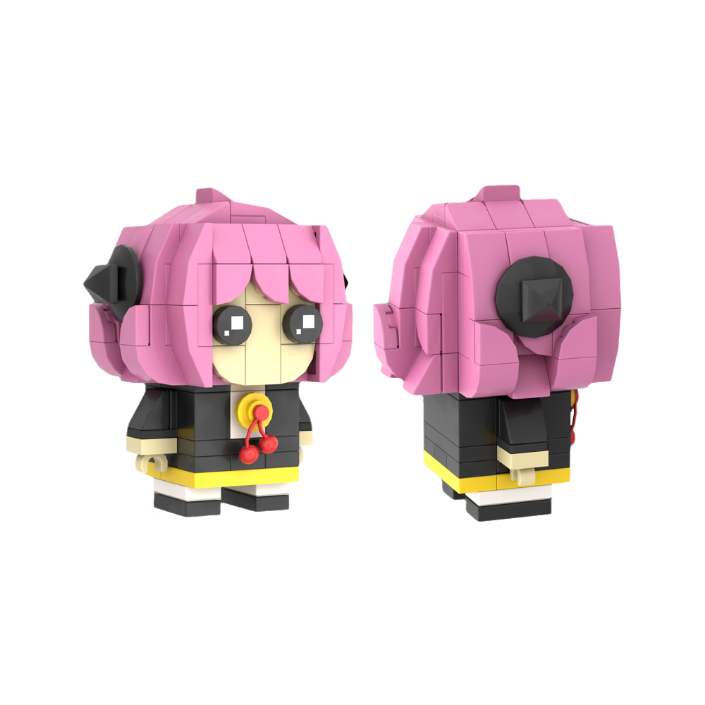 Vonadobricks's tweet photo. MOC-112345 Anya Forger from SPY×FAMILY, 3x3 Brickheadz. https://t.co/V9syXNxbFE
