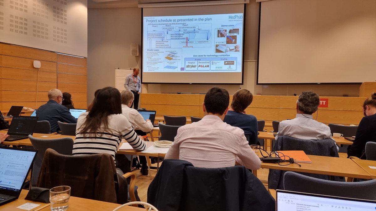 MedPhab's tweet photo. Glad to finally meet with all partners for the M30 MedPhab meeting after two long years of online meetings! Thanks for the warm welcome at 
@VTTFinland facilities. 

@Photonics21 @PhotonicsEU #photonics #medicaldevices https://t.co/OYQk4JxDLt
