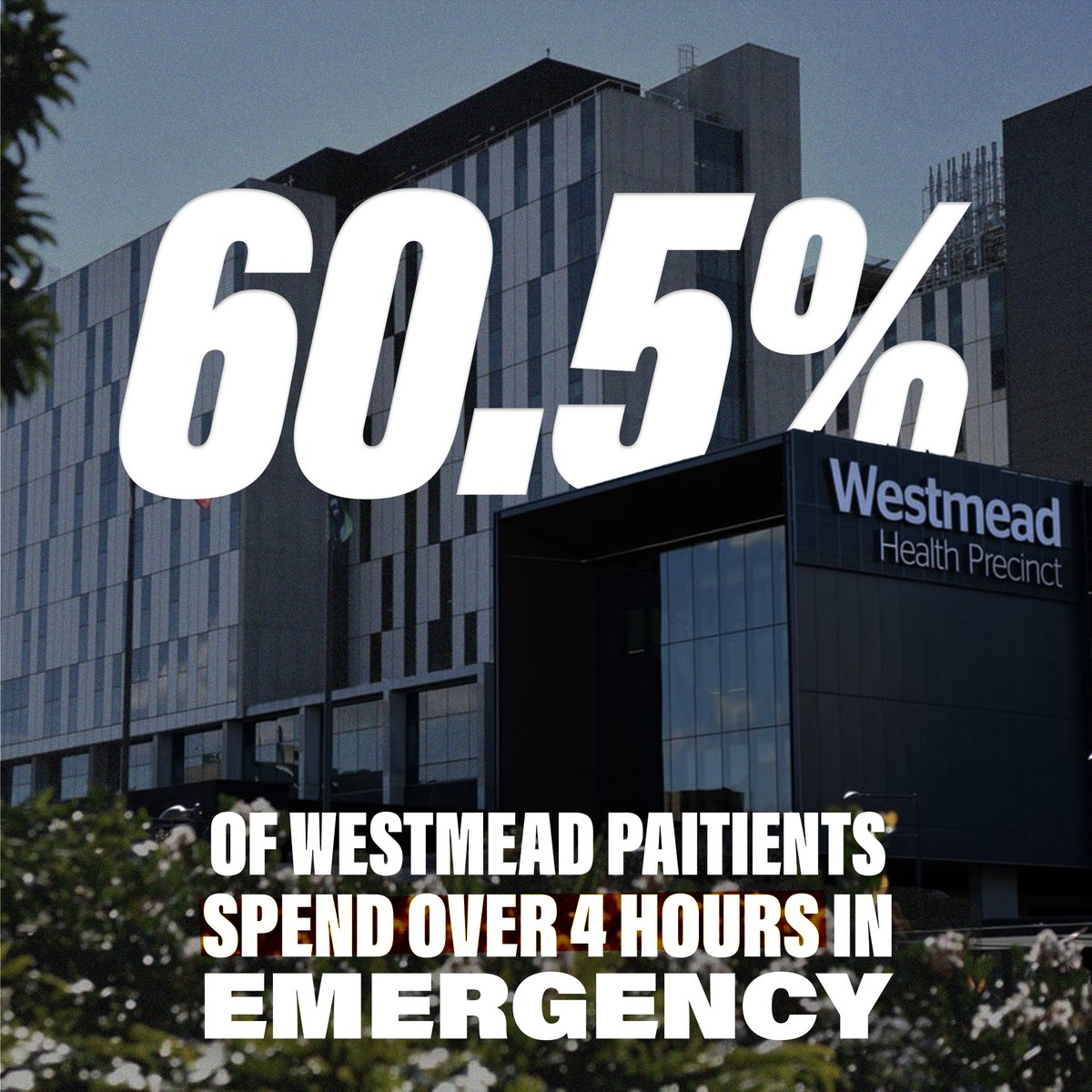 hugh_mcdermott's tweet photo. It is shocking to see that Westmead Hospital patients spend over 4 hours waiting in the emergency services ward. Patients in our community should never have to wait this long to receive emergency medical care. #westmeadhospital #reducewaittimes #keepourcommunitysafe https://t.co/0WCSxYMtDO