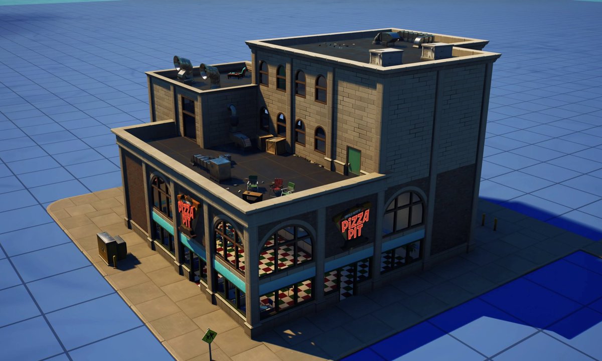 recturyon's tweet photo. THE BLOCK 2.0 Submission 🛠
Welcome to Pizza Pit Restaurant & Drive ! 🍕
Take a seat inside or on the terrace… or take away with the counter overlooking the street ! 🏃♂️
…some pictures from the outside📸
#Fortnite #FortniteCreative #TheBlock2 #CreatedinFortnite https://t.co/yNquEHSO8D