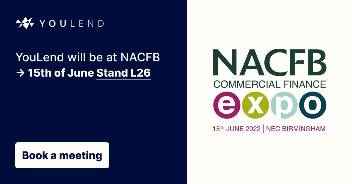 YouLendEurope's tweet photo. Are you joining us at NACFB? π¦Ύ
Join us at stand L26 to see how we help businesses get fundingπ
Book a 1-1 meeting today with one of our team members or find us at stand L26: https://t.co/k5YE20vUyB
#revenuebasedfinance #alternativelending #businesslending https://t.co/dXTacSsAKF