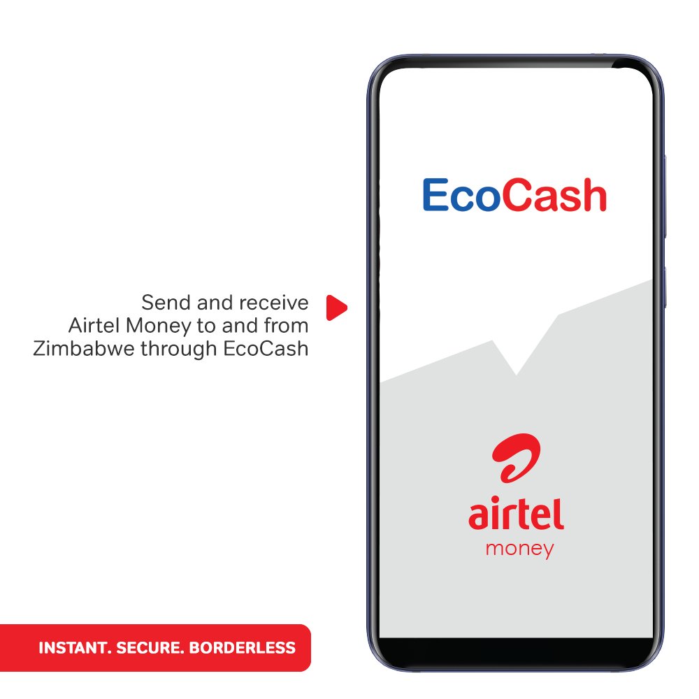 AirtelMoneyMw's tweet photo. Now you can  send and receive Airtel Money from Zimbabwe through  EcoCash with a few clicks. No intermediaries. 
#AirtelMoneyTransfer https://t.co/eighCRyp5M