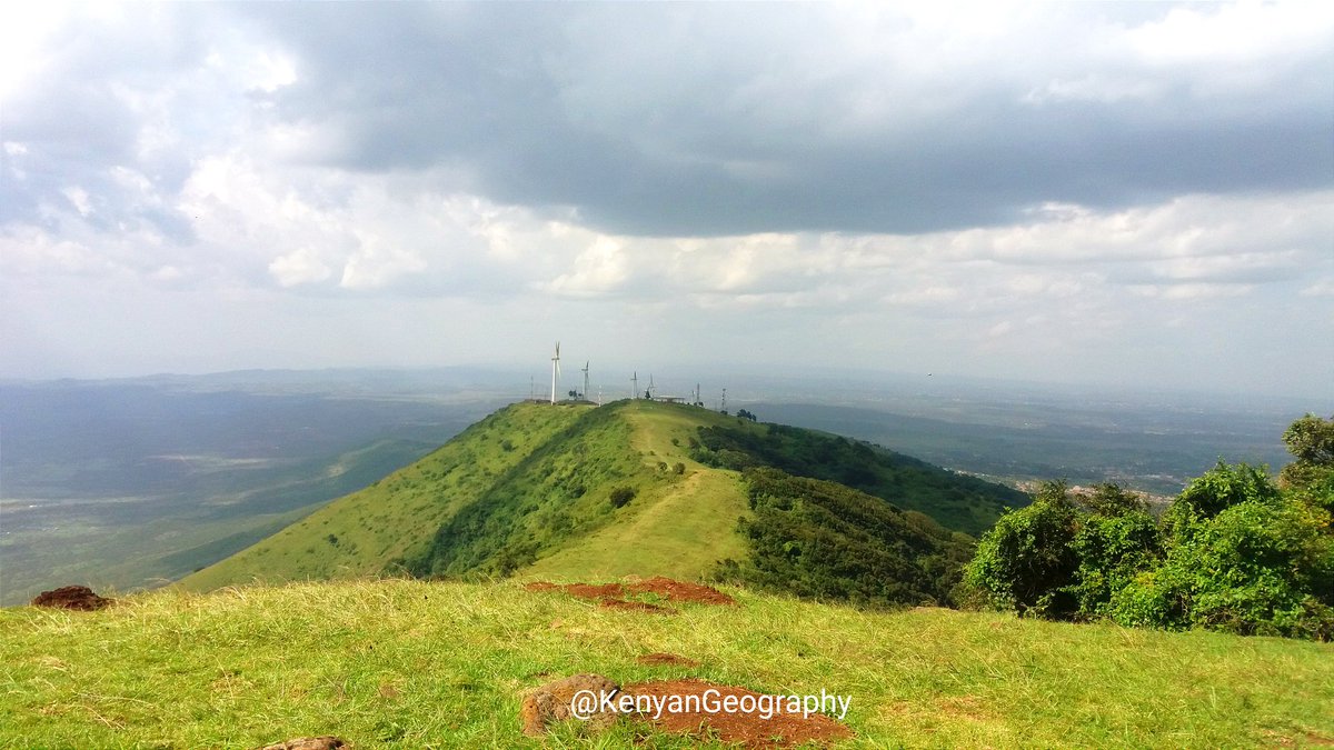 Ngong Hills forms part of the Eastern escarpment of the Rift valley. 

A rain shadow effect is seen at Ngong Hills where the windward side facing Nairobi has forested slopes while the leeward side facing the valley has limited vegetation.
