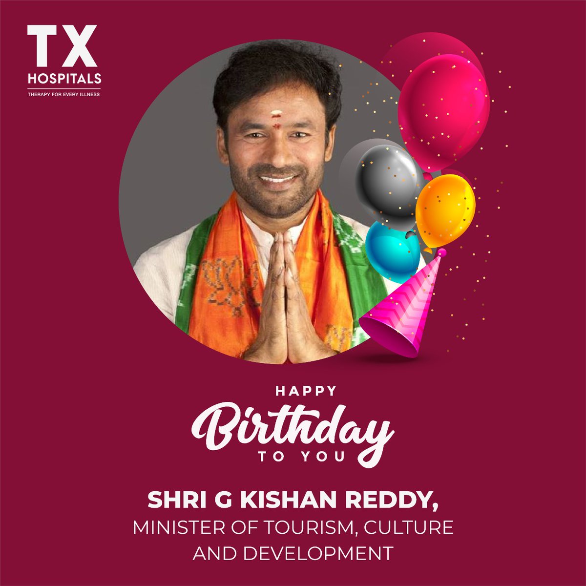 RaveendraRami's tweet photo. Wishing many many happy returns of the day to our beloved and true leader for Indian people  none other than our Shri Kishan Reddy sir! Happy birthday sir! God bless you! #KishanReddyGangapuram #txtv #txhospital https://t.co/PBBqYDs3Kt