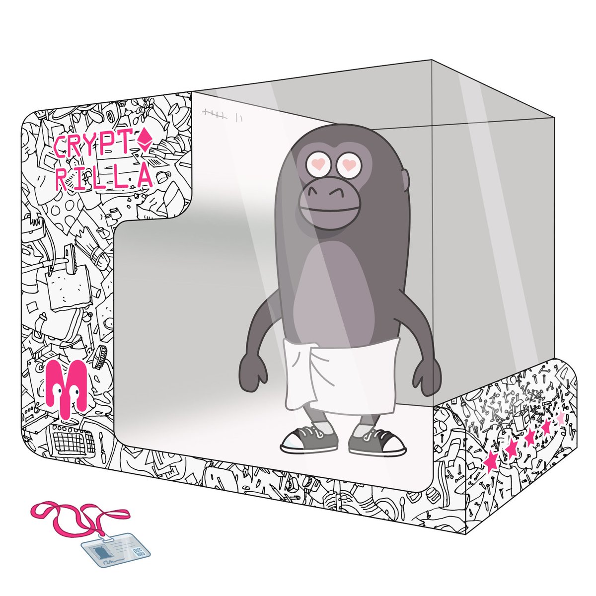 hornymals's tweet photo. It's REVEAL DAY at the @hornymals

Crypto might be down, but this means nothing for CRYPTORILLA - he is thinking long term...

Owning Hornymals give you access for @deedsoftheworld using the STARS on the boxes🤫

#NFTcommunitiy #nftreveal #nftpass https://t.co/Gb797Dx57T