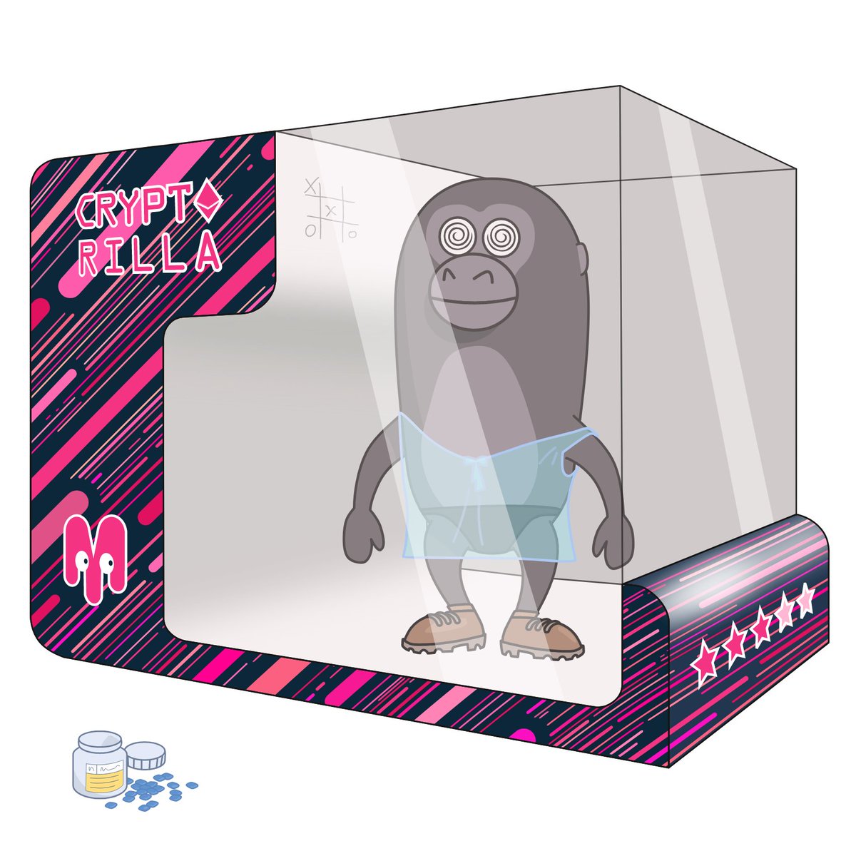hornymals's tweet photo. It's REVEAL DAY at the @hornymals

Crypto might be down, but this means nothing for CRYPTORILLA - he is thinking long term...

Owning Hornymals give you access for @deedsoftheworld using the STARS on the boxes🤫

#NFTcommunitiy #nftreveal #nftpass https://t.co/Gb797Dx57T