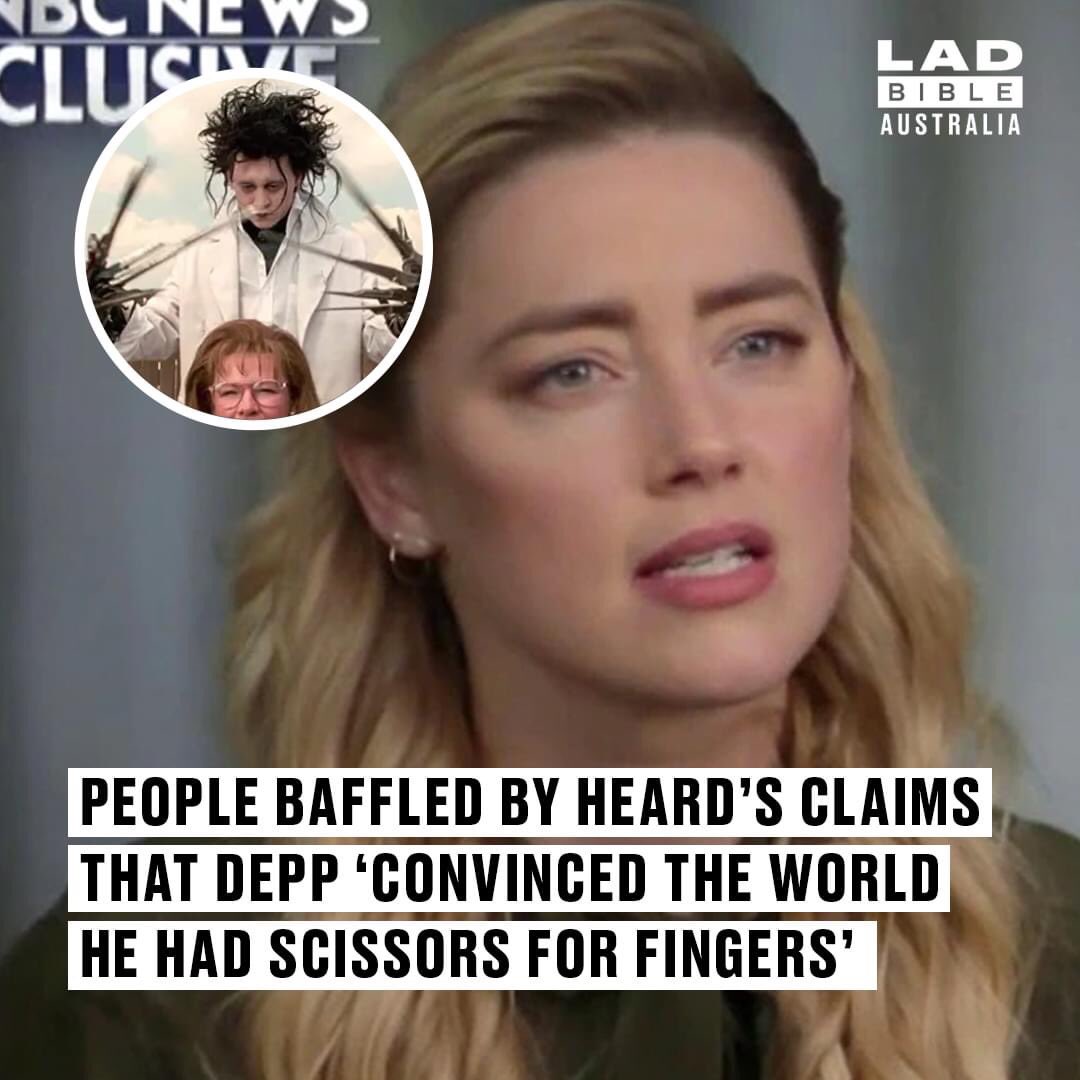 Sophiewicks11's tweet photo. This woman is unbearable 🤦‍♀️ I for one didn’t believe Johnny had scissors for hands 🤣😂 .. the more she talks the more I believe he’s a lier 🤦‍♀️ #AbuseHasNoGender #AmberHeardIsALiar #JohnnyGotJustice https://t.co/I04ksOIaK6