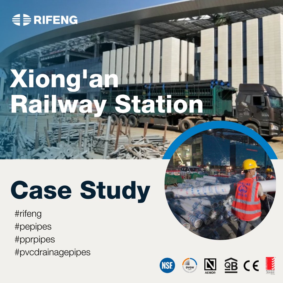 rifeng_official's tweet image. With superior quality and good brand reputation, #rifeng #pepipes #pprpipes #pvcdrainagepipes were used in the construction of Xiong'an Railway Station, one of the biggest railway stations in Asia!