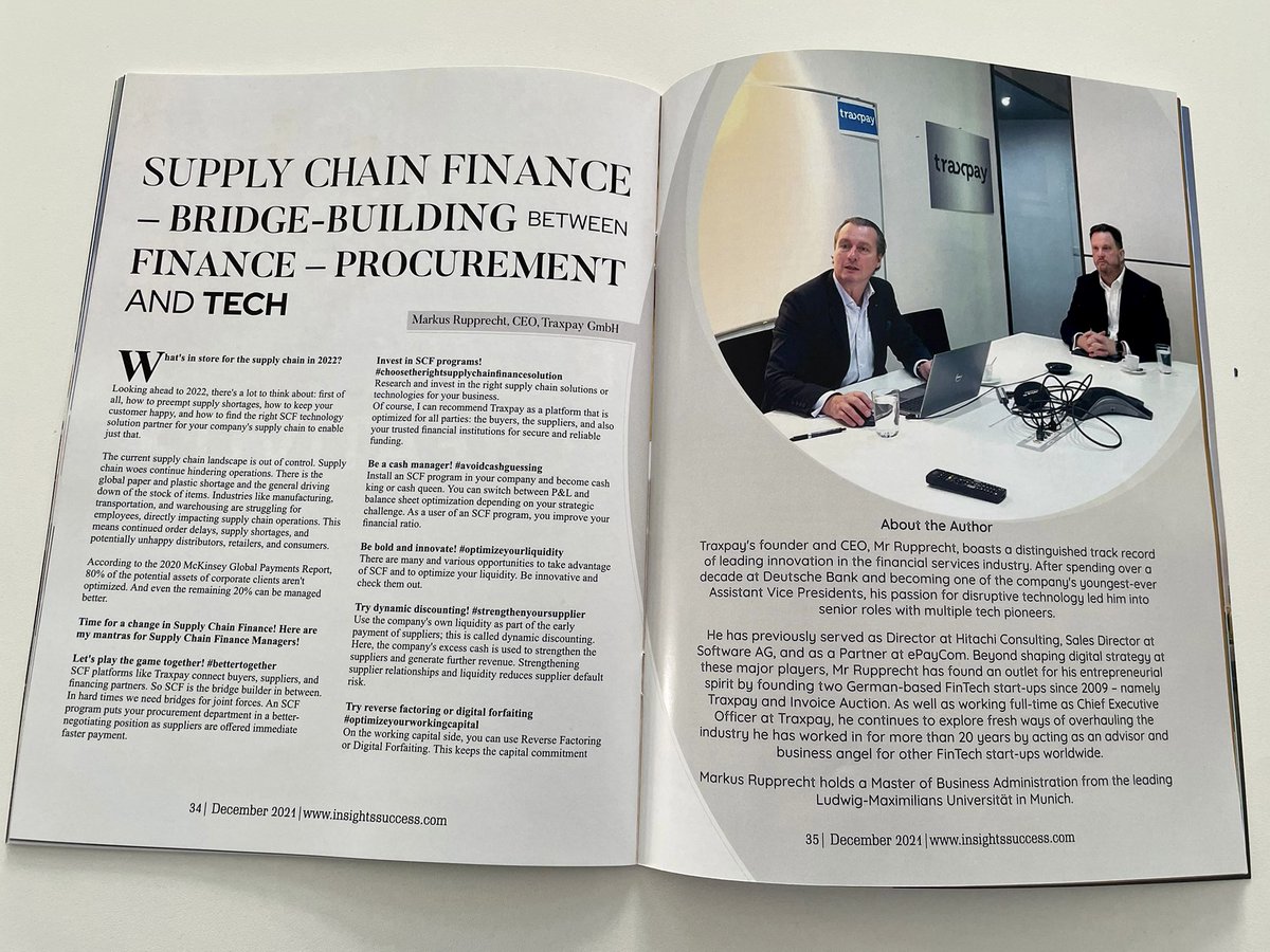 Traxpay's tweet photo. +++SUPPLY CHAIN FINANCE: Bridge-Buidling between Finance - Procurement and Tech
What´s in store for the supply chain?
⛴🚛✈
#supplychainfinance #tradefinance #dynamicdiscouting #digitalguarantees #reversefactoring #digitalforfaiting #greenfinance https://t.co/rz8wUdxzcX