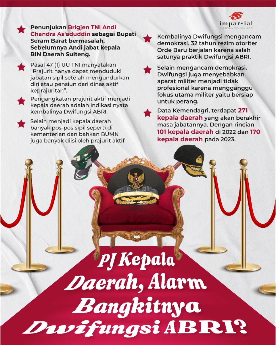 Imparsial's tweet photo. Dwifungsi balik lagi, nih? 🤔 https://t.co/PJsPnGOjVB