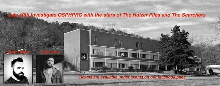 hedwards16's tweet photo. Come investigate OSPHPRC with @StarringShane and @BornAJosh of the @the3searchers!!
#searchers #holzerfiles
#OSPHPRC #osph #hauntedhospitals #ghost
#haunted #paranormal
Get your tickets at: https://t.co/f48W6NoDGc https://t.co/V8bsjvK1DN