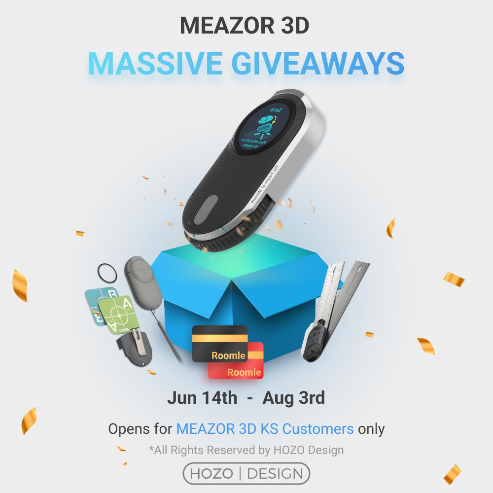 The <a href="/HOZODESIGN/">HOZO DESIGN. Co.</a> campaign for the MEAZOR 3D scanner started yesterday! Let’s celebrate this new release on <a href="/Kickstarter/">Kickstarter</a> with massive Giveaways. -> Roomle subscriptions included 😁 Join the contest to get the opportunity of winning prizes!
gleam.io/tuNob/meazor-3…