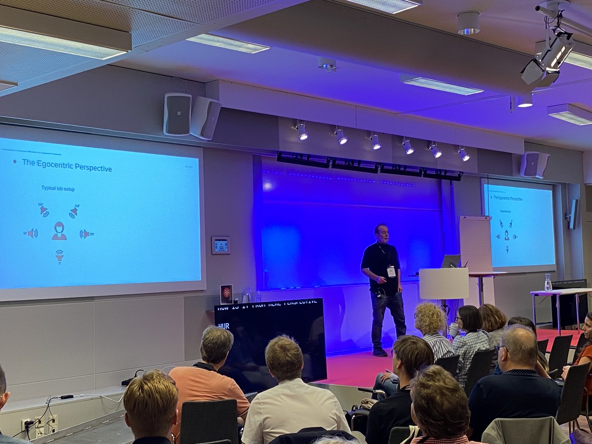 Keynote Thomas Lunner talking about 'Understanding Communication Difficulties from an Egocentric Perspective.'

#CHSCOM2022 #CognitiveHearingScience #Hearingloss  #Cognition #Neuroscience #Audiology #Speech #AudPeeps