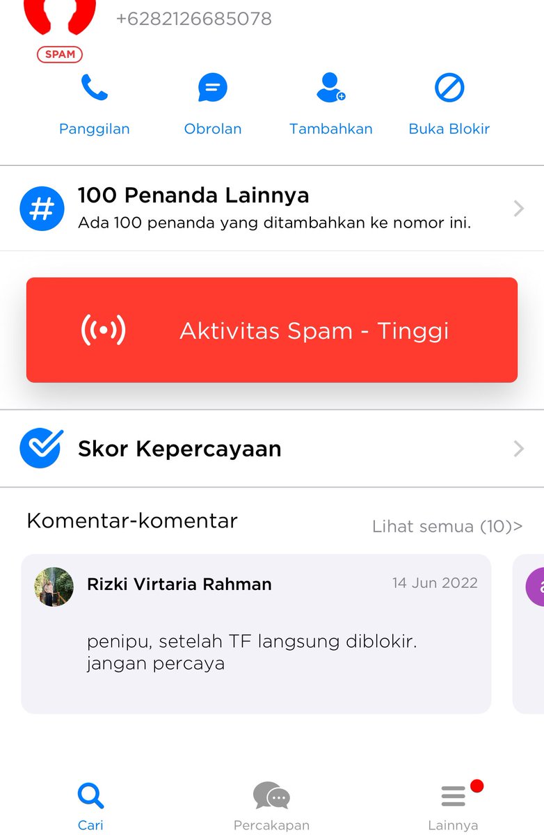 KdMumpuni's tweet photo. Klo ini banyak sekali yang cari nomernya di getcontact. @momkidsneakersanak boleh bantu retweet ini @CCICPolri @penipuaan #momkidsneakersanak #jastipsmiggle #smiggle #penipuanonline https://t.co/ZyvOANxPQU