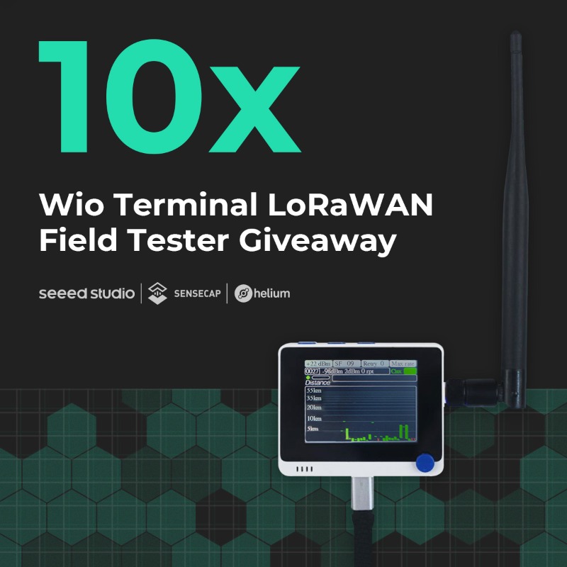 seeedstudio's tweet photo. 🎁To make mapping #ThePeoplesNetwork a piece of cake, we’re giving away 10X #WioLoRaWANFieldTester, a plug-and-play device to test coverage!

🚀Winners picked 6/20.

Rules:
1. Follow @seeedstudio, @helium, @sensecapmx
2. Like &amp; RT ❤️
3. Tag 3 friends

#wioterminal #giveaway