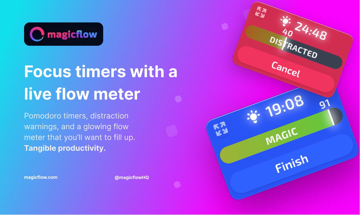 michaeljelly's tweet photo. 🚨  LAUNCH ALERT 🚨 

Magicflow (.com) 👀: Track your productivity, context switching and deep work

We want to make the world more productive, I'd love some love!

See thread for the link to support us and the demo video! 🧵 https://t.co/vNp1z9uzbg