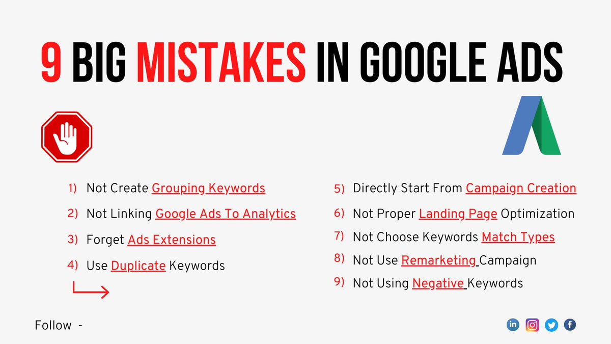 sujitprasad7251's tweet image. My GURU shared this checklist with me. These are basic mistakes that every beginners and expert do. Please make sure you are not doing this mistake. You can use this mistake as a checklist when you create any campaign. 

#googleads #ADS #googleadstips
#googleadwords
#adsexpert