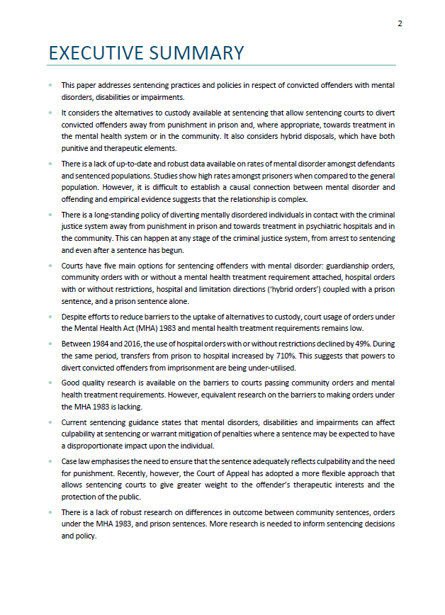 SentencingAcad's tweet photo. Offenders with mental disorders, disabilities or impairments frequently appear before the courts. Our latest paper, by @ailbheol of @UoYLaw, examines the issues that arise at sentencing.

Mental Disorder, Disability and Sentencing is available here: https://t.co/09IXnkfkxz https://t.co/2TexsDAi2h