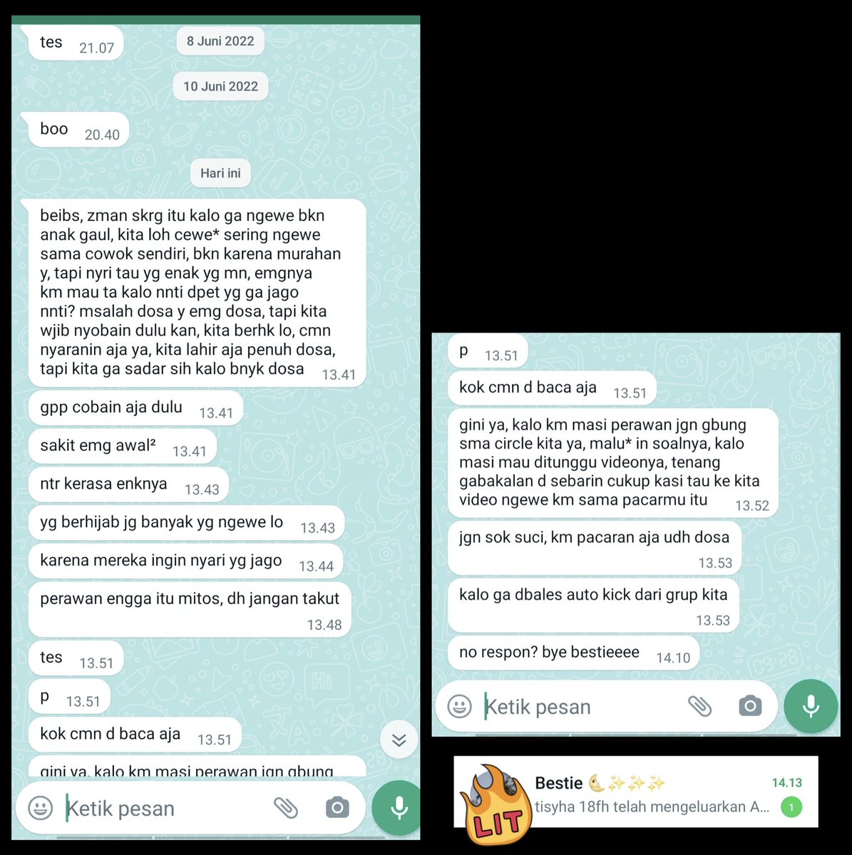 NoSalty ⚠️

di kick perkara circle dkampus 🥺
bingung ga ad tmn lagi skrg.. 
Semangatin sender ya 😭😭😭

💚