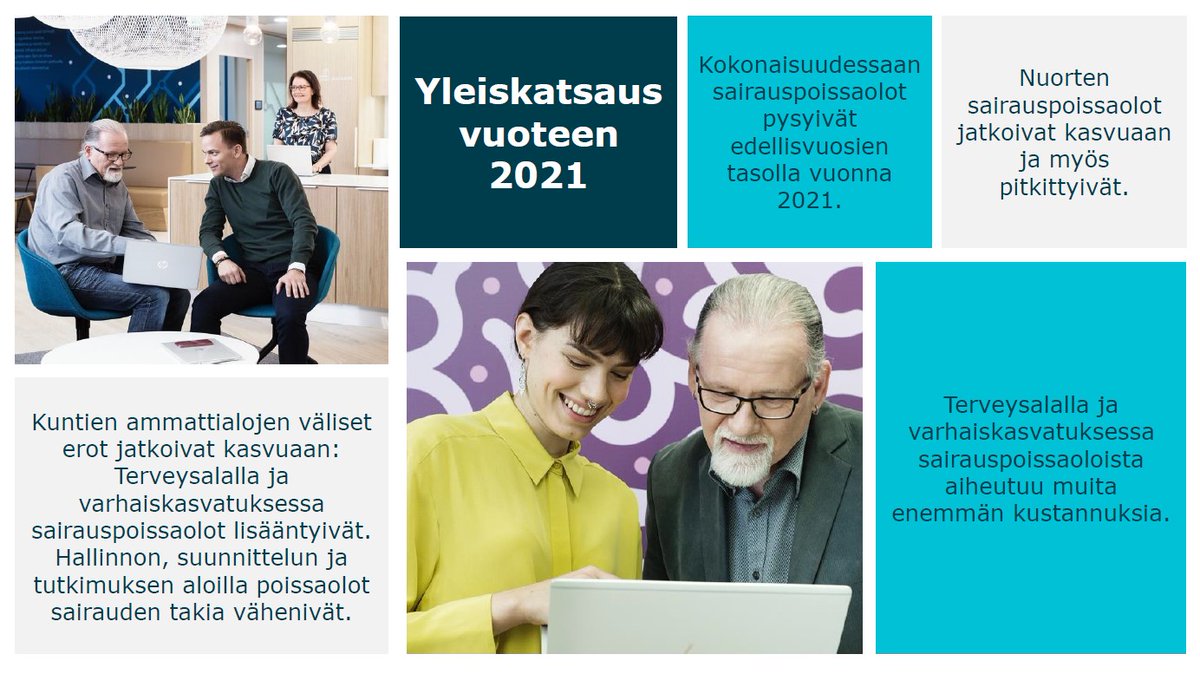 .<a href="/Laurapekkar/">Laura Pekkarinen</a> <a href="/Keva_fi/">Keva</a> luo yleiskatsauksen vuoden 2021 sairauspoissaoloihin kunta-alalla. Muutama trendi erottuu: nuorten sairauspoissaolojen kasvu sekä ammattialakohtaisten erojen korostuminen.

#sairauspoissaolot #TiedollaJohtaminen #työkyky