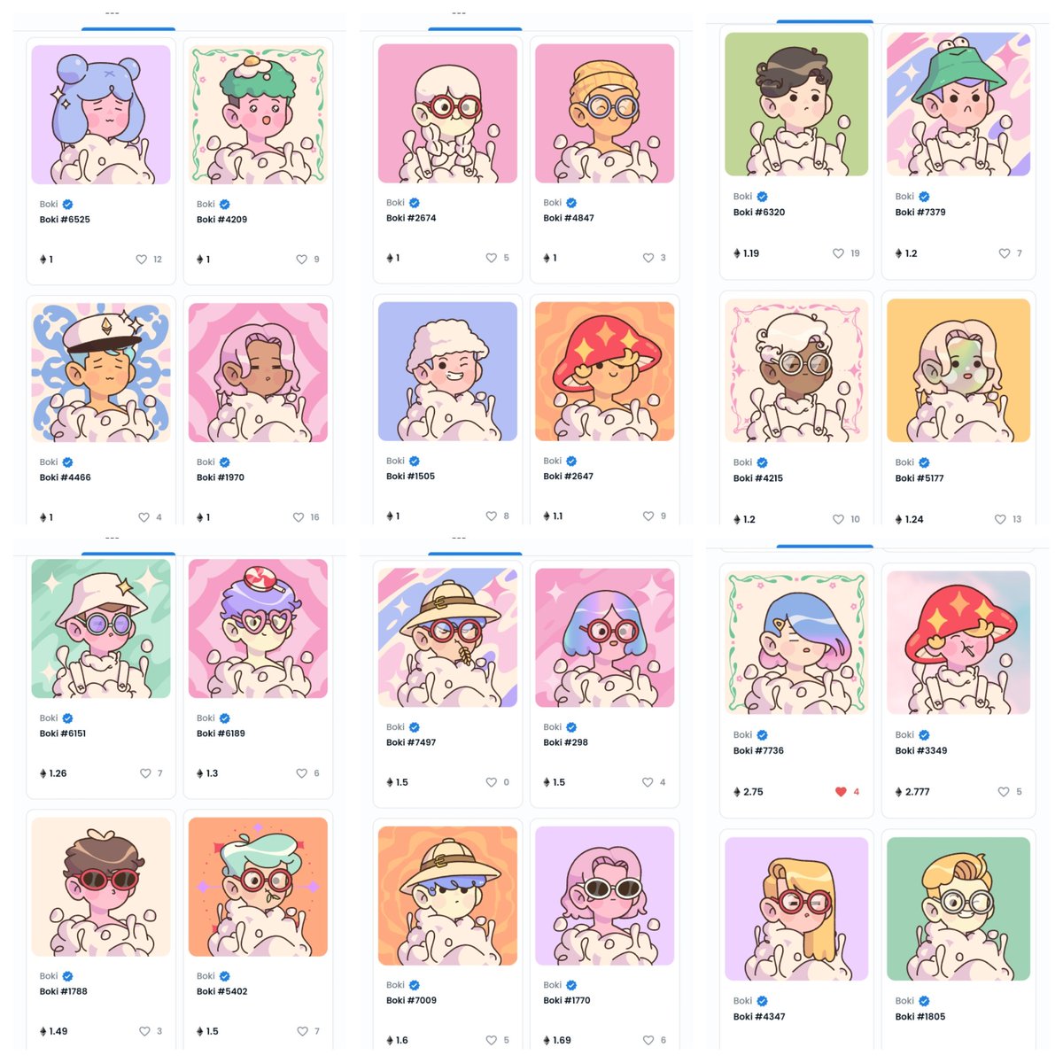 eemFT_eth's tweet photo. Cloud bokis! More drips to go with the dips.
Gradient hair for 0.55!the next gradient hair w cloud is listed for 2.75.
Love the froggie bucket, bubble buzz cut, mushroom head and white buckets! #cloudboki #bokifollowboki #wagboki https://t.co/XOxYD81wuS