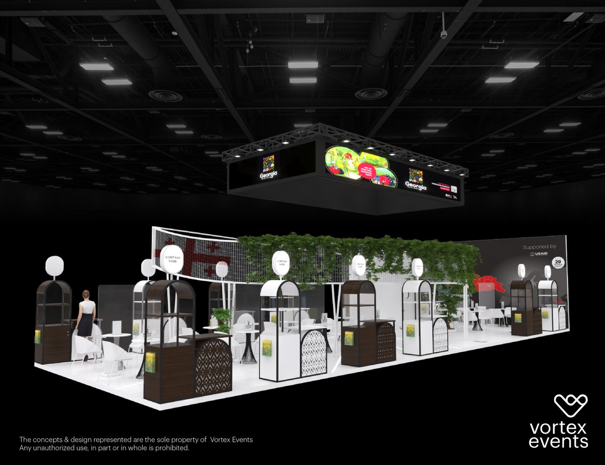 VortexEventsFZE's tweet photo. Did you know, that our previous Georgia pavilion stand design for our client was inspired by a vineyard? This idea brought the culture of the country by creating a vineyard structure arched design since the country is well known to have the largest winery farms. #gulfood2022 https://t.co/1z5uysr4iu