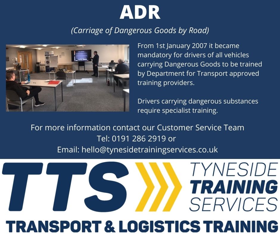 𝗔𝗗𝗥 𝗖𝗼𝘂𝗿𝘀𝗲 – next date:
18th to 22nd July 2022
To book contact our Customer Service Team on 0191 286 2919 or email: hello@tynesidetrainingservices.co.uk   
#cpc #dcpc #adr #driver #training #logistics #transport