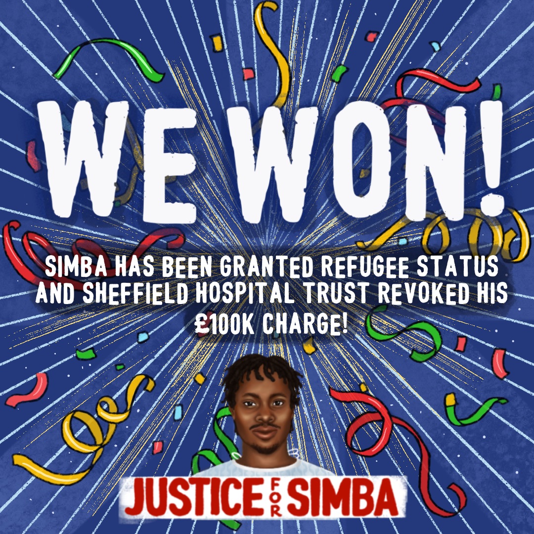 Today we’re announcing some incredible news: the #JusticeforSimba campaign has WON 🎉 After 11 years of fighting, Simba has been granted refugee status. The NHS has revoked all of his £100,000 debt. This is testament to our power when we come together 🧵 #PatientsNotPassports