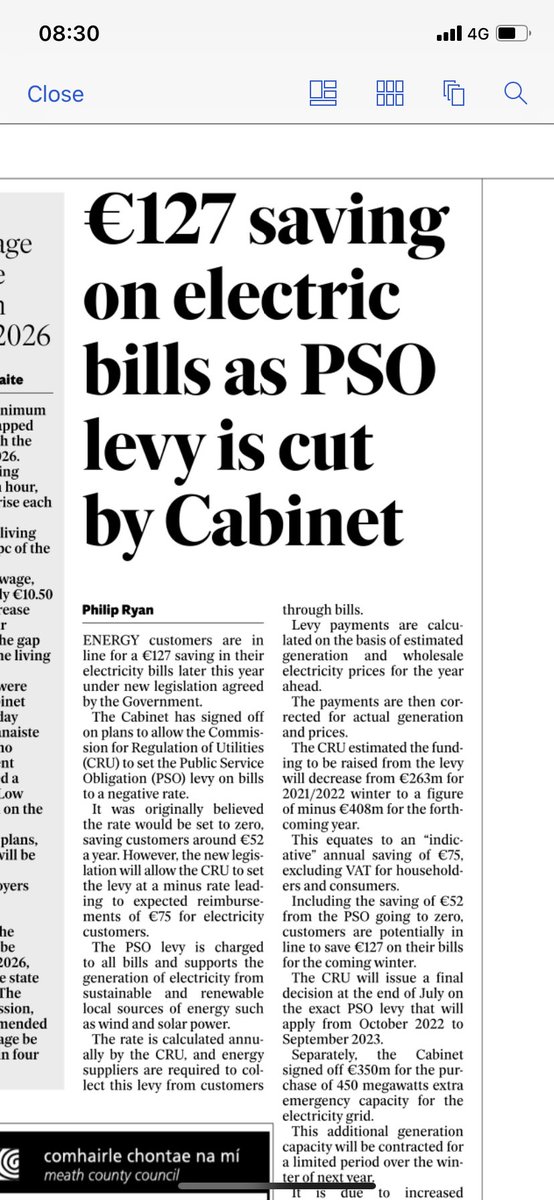 Daws2k's tweet photo. Opponents of renewable wind energy often cited the costs of PSO levy now that the PSO will see money being returned to customers will they join the energy transition? @WindEnergyIRL https://t.co/7SHRkzV6FC