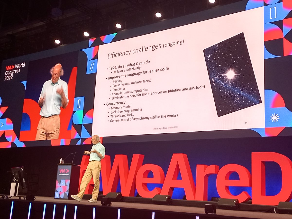 Hello World! Goodbye, cruel World... Bjarne Stroustrup is with us in #Berlin, explaining #cpp - its fundaments and challenges, the C++ way #WeAreDevs
