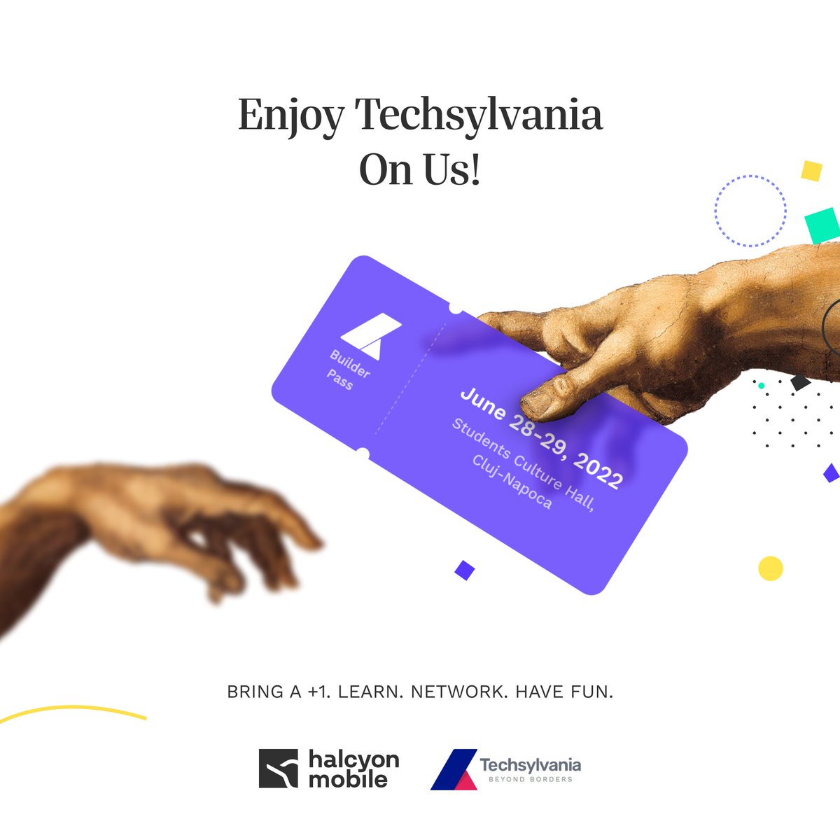 halcyonmobile's tweet photo. Experience @Techsylvania with a friend! 
🤝 Your tickets are on us. 🎟️ Tag your +1 and meet the world’s leading minds in business &amp; tech, together. 

🔟 double tickets are available.  
First come, first served. 
Giveaway ends on Sunday, 26 June. 
Winners will be notified via DM. https://t.co/LdnKKMRpWo
